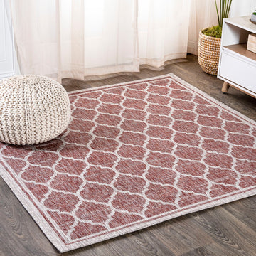 Trebol Moroccan Trellis Textured Weave Indoor/outdoor Square Rug